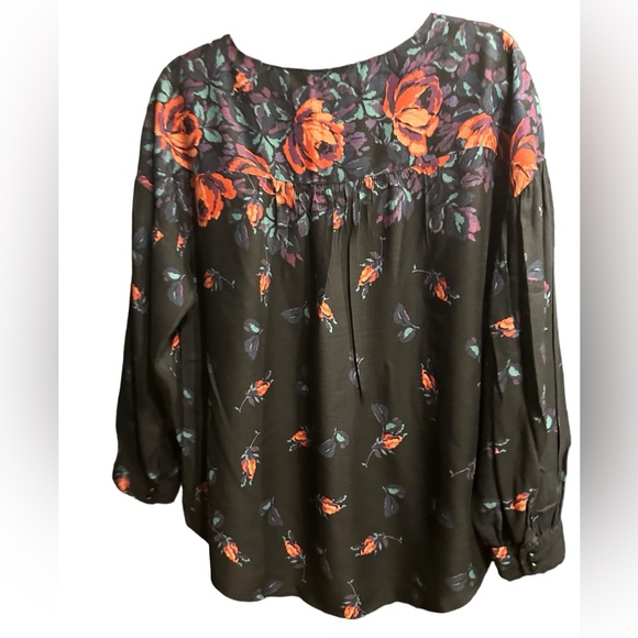 Maeve black floral longsleeve tops size L - Picture 4 of 10